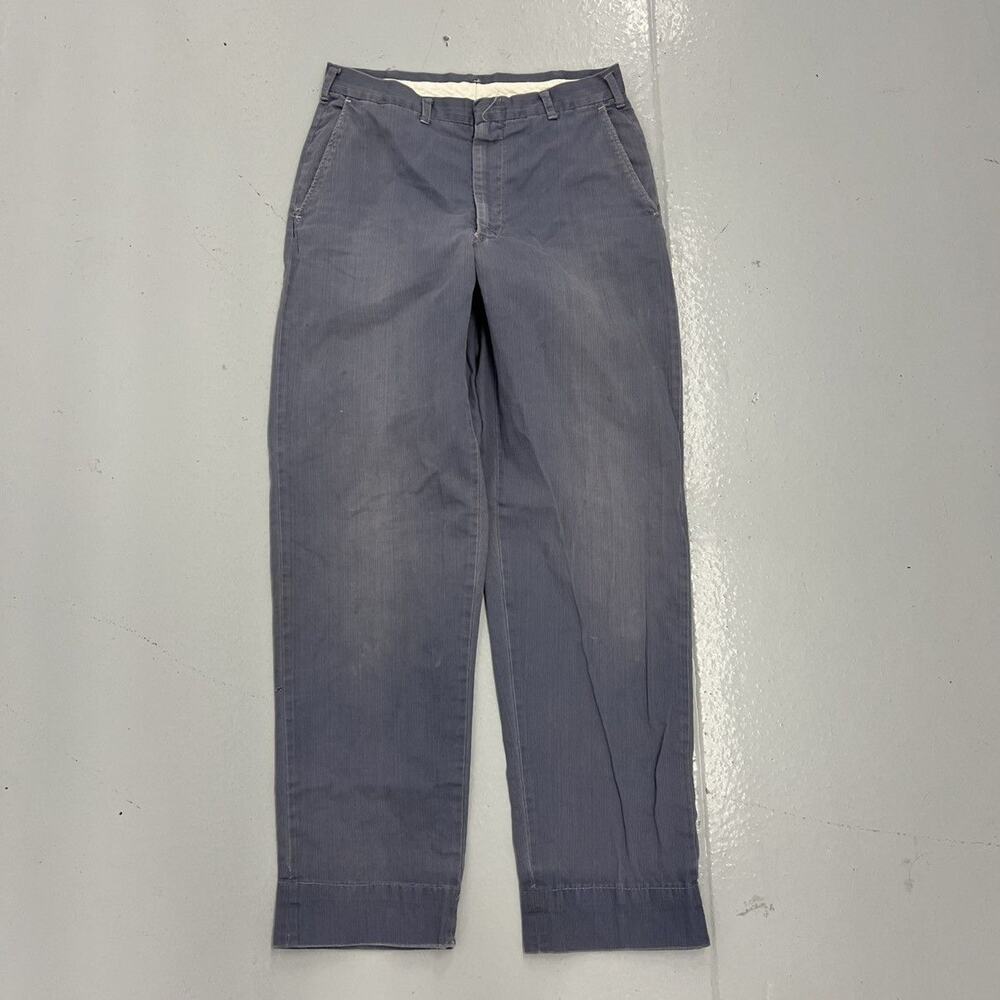 Vintage 60s Blue Sanforized Pique Workwear Chinos 28x29